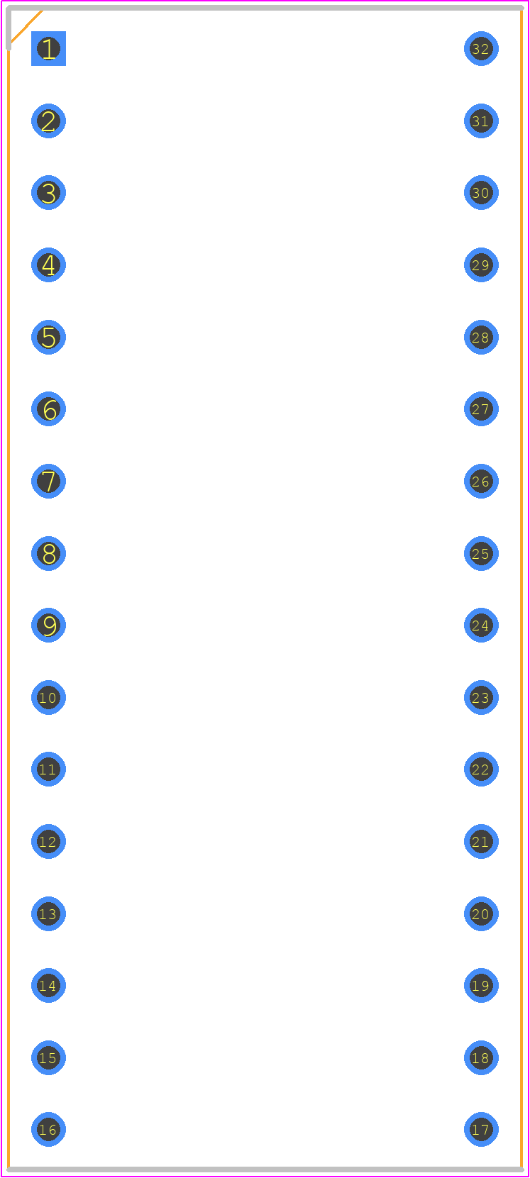 DILB32P-223TLF - Amphenol PCB footprint - Dual-In-Line Sockets - Dual-In-Line Sockets - DIP-32
