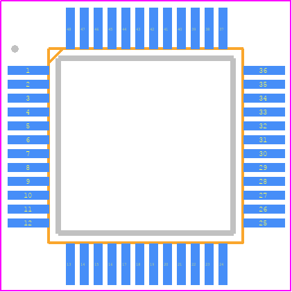 STM8S208CBT6 - STMicroelectronics PCB footprint - Quad Flat Packages - Quad Flat Packages - LQFP48 - 48-pin, 7 x 7 mm low-profile quad flat package outline