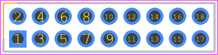 A3B-18PA-2DSA(51) - Hirose PCB footprint - Header, Vertical - Header, Vertical - A3B-18PA-2DSA(51)