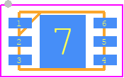 FDMB2307NZ - onsemi PCB footprint - Small Outline No-lead - Small Outline No-lead - WDFN6 2X3, 0.65P