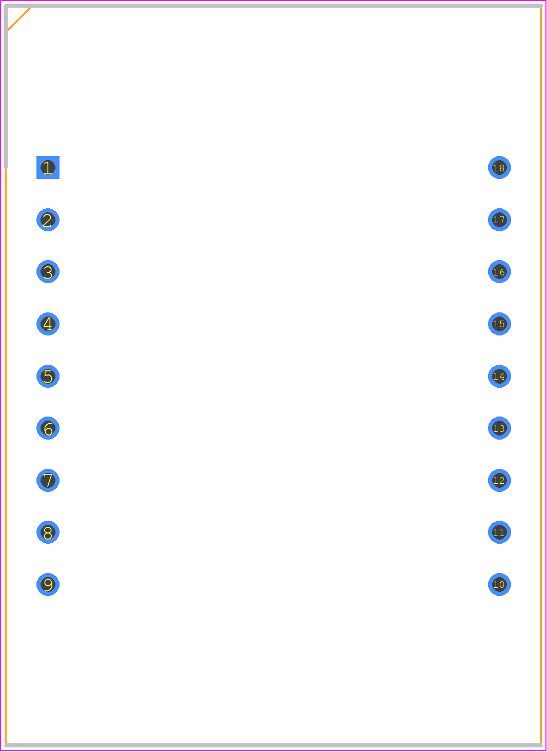 LDD080AUE-101A-01 - WENRUN PCB footprint - Dual-In-Line Sockets - Dual-In-Line Sockets - 18-Dip (1.41'', 1.0157'')