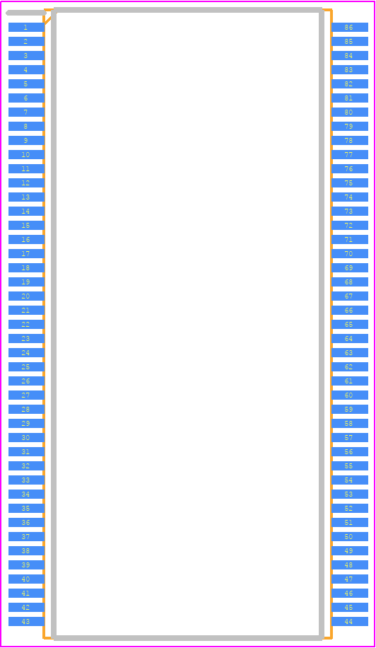 K4S643232F-TC60 - SAMSUNG PCB footprint - Small Outline Packages - Small Outline Packages - 86-Pin TSOP (II)