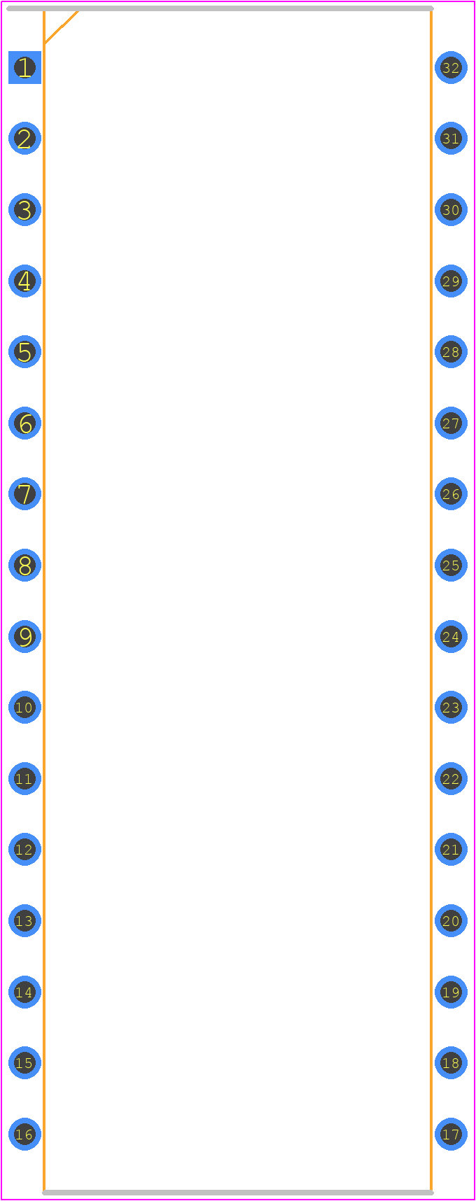 KM684000BLP - SAMSUNG PCB footprint - Dual-In-Line Packages - Dual-In-Line Packages - 32-DIP, 55ns, L-pwr