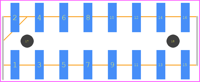 TSM-108-02-T-DV-LC-TR - SAMTEC PCB footprint - Header, Unshrouded - Straight SMD Pin - Header, Unshrouded - Straight SMD Pin - TSM-108-02-T-DV-LC-TR