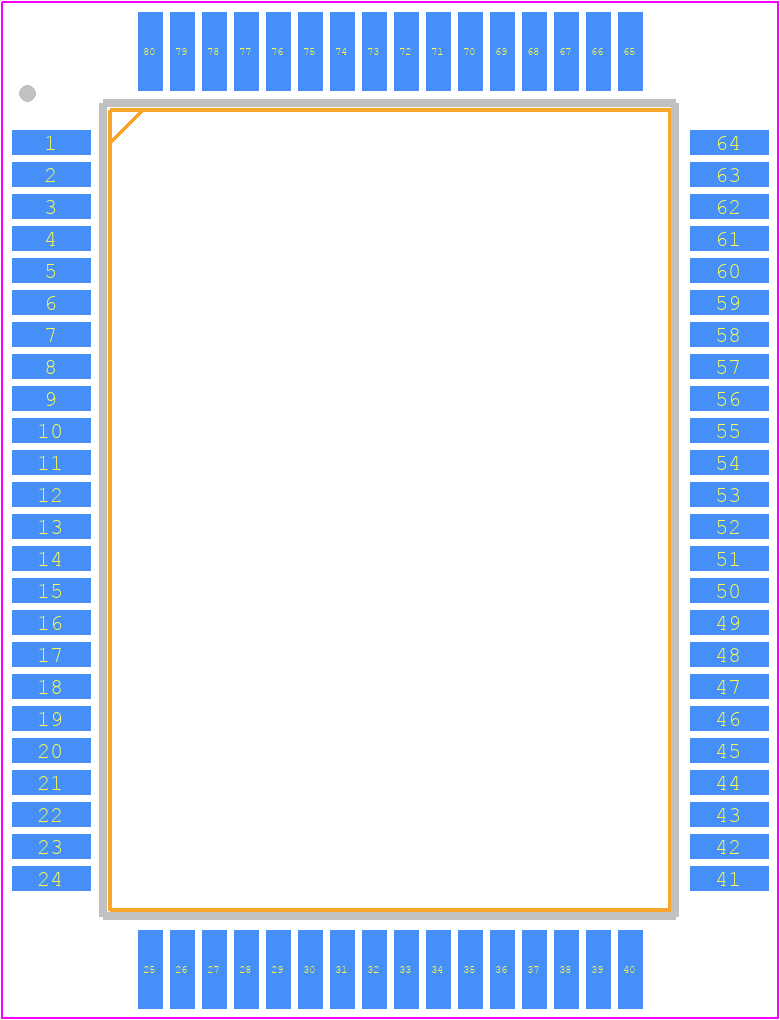 Z8937320FSG - LITTELFUSE PCB footprint - Quad Flat Packages - Quad Flat Packages - 80-PIN QFP