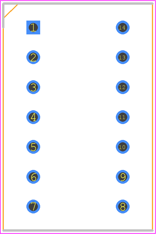 HDSP-4603-KL000 - Avago Technologies PCB footprint - Dual-In-Line Sockets - Dual-In-Line Sockets - 14-PIN DIP