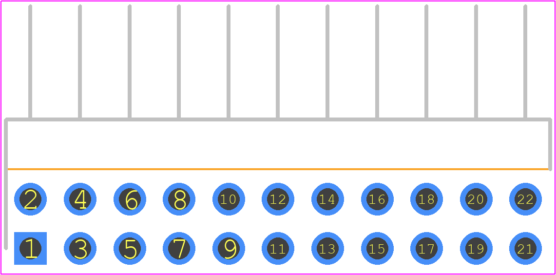 TSW-111-08-S-D-RA - SAMTEC PCB footprint - Header, Unshrouded - Right Angle PTH Pin - Header, Unshrouded - Right Angle PTH Pin - TSW-111-08-S-D-RA
