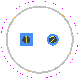RHD0607101M025B - Kyocera AVX PCB footprint - Capacitor, Polarized Radial Diameter - Capacitor, Polarized Radial Diameter - 0607