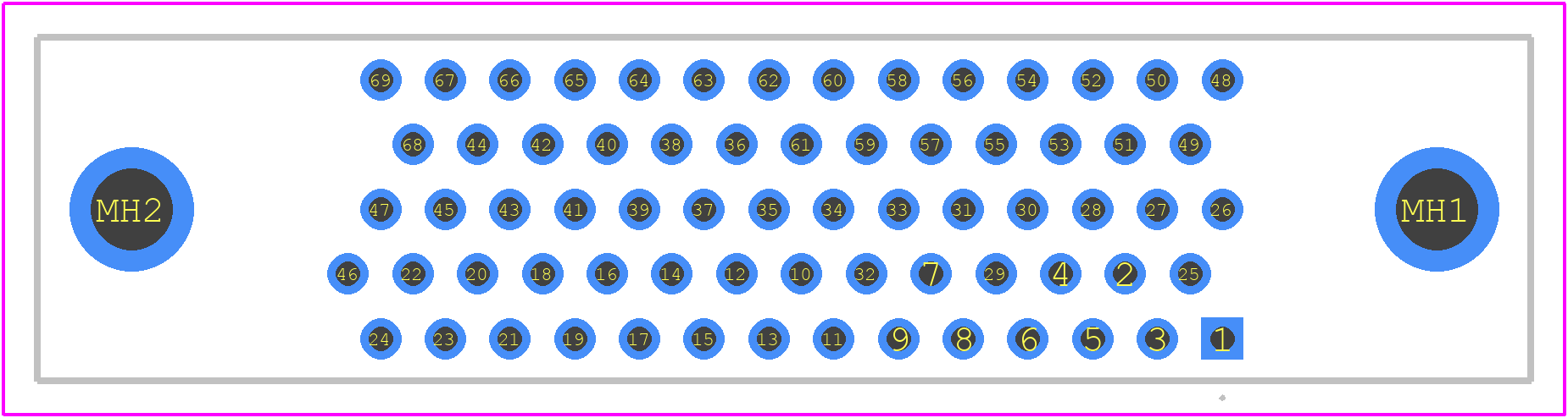 MWDM2L-69PCBSPU-.140 - Glenair PCB footprint - Other - Other - MWDM2L-69PCBSPU-.140-2