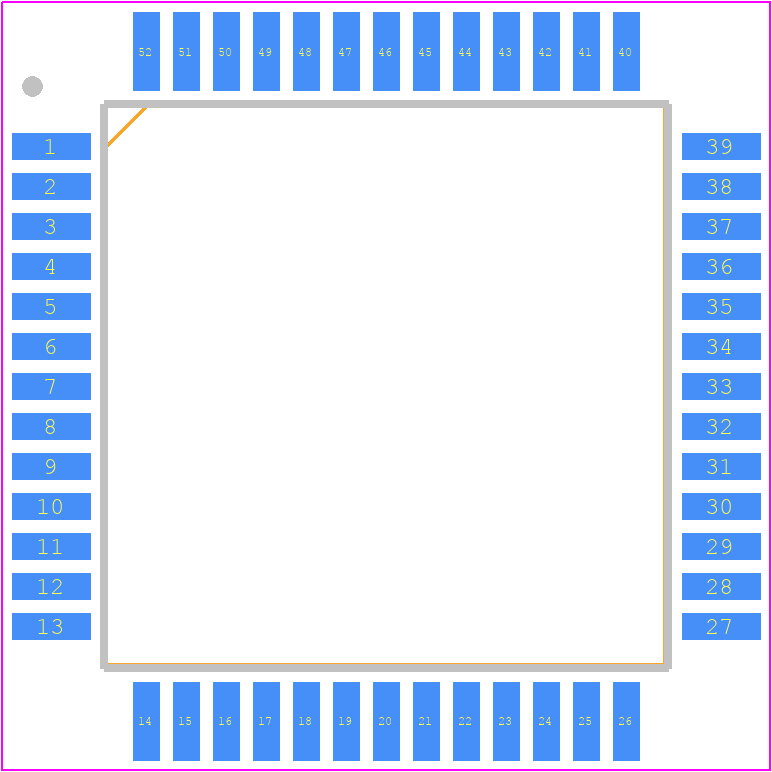 uPD7225G00 - Renesas Electronics PCB footprint - Quad Flat Packages - Quad Flat Packages - 52 PIN PLASTIC QFP (14×14)
