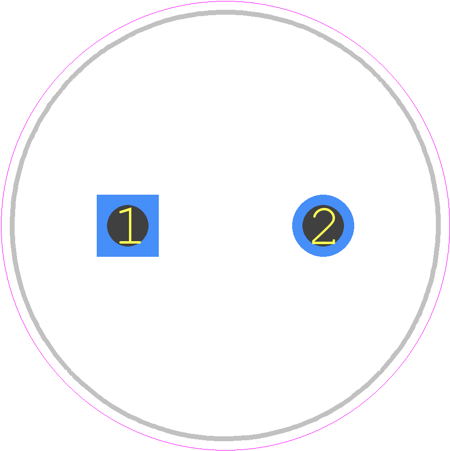 MAL215753221E3 - Vishay PCB footprint - Capacitor, Polarized Radial Diameter - Capacitor, Polarized Radial Diameter - 22X30