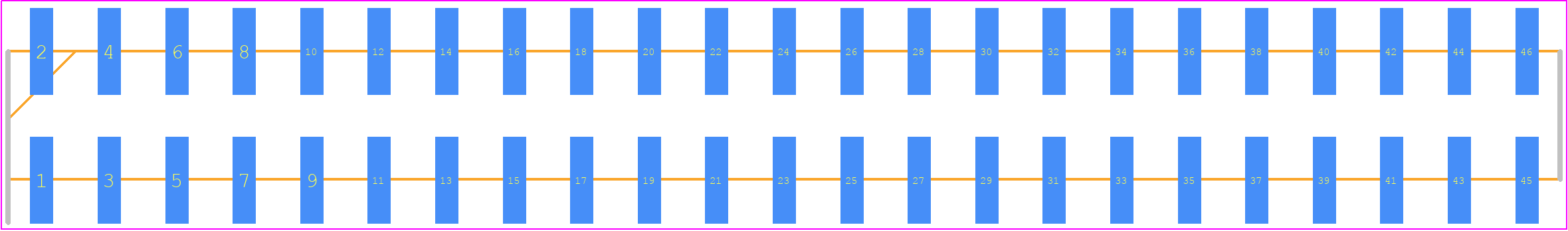 95278-102-46LF - Amphenol Communications Solutions PCB footprint - Header, Unshrouded - Straight SMD Pin - Header, Unshrouded - Straight SMD Pin - 95278-102-46LF