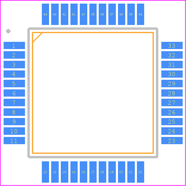 ADV7175AKS - Rochester Electronics PCB footprint - Quad Flat Packages - Quad Flat Packages - S-44