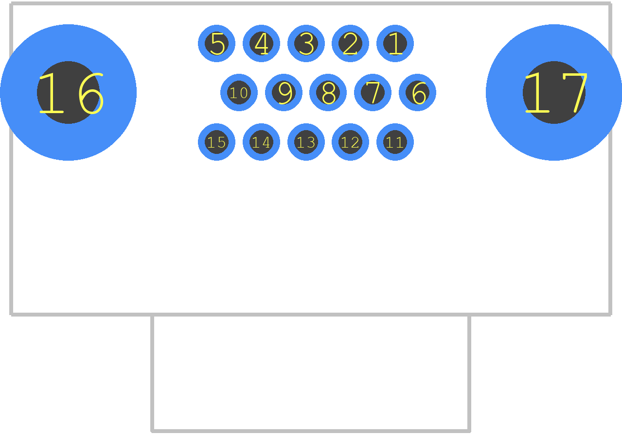 1-1734344-2 - TE Connectivity PCB footprint - Other - Other - HD22 Receptacle,Thru Hole,r/a,15way
