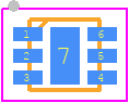 NUP4212UPMUTAG - onsemi PCB footprint - Small Outline No-lead - Small Outline No-lead - UDFN6, 1.6x1.6, 0.5P CASE 517AP−01 ISSUE O