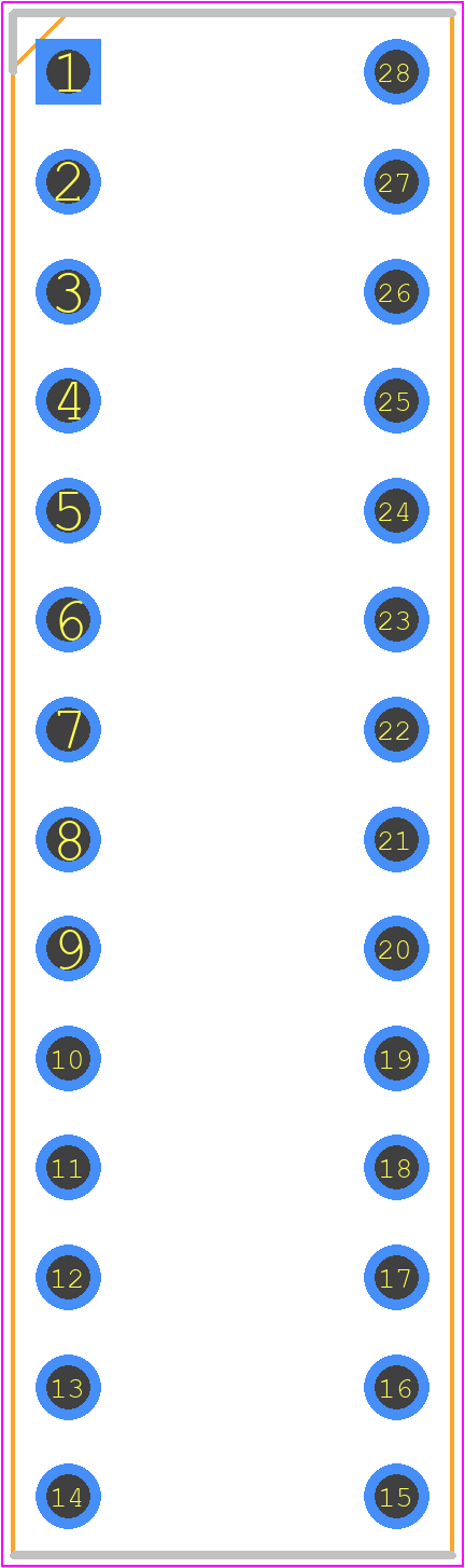 1-390261-9 - TE Connectivity PCB footprint - Dual-In-Line Sockets - Dual-In-Line Sockets - 1-390261-9