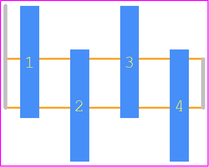 1241150-4 - TE Connectivity PCB footprint - Header, Unshrouded - Single Row Staggered SMD Pin - Header, Unshrouded - Single Row Staggered SMD Pin - 1241150-4