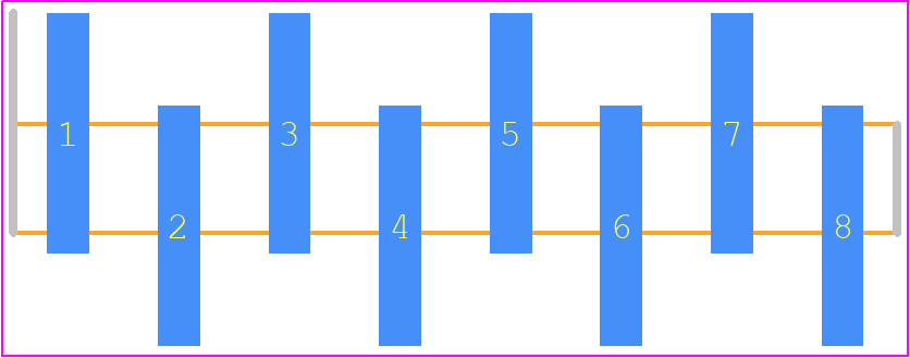 1241150-8 - TE Connectivity PCB footprint - Header, Unshrouded - Single Row Staggered SMD Pin - Header, Unshrouded - Single Row Staggered SMD Pin - 1241150-8