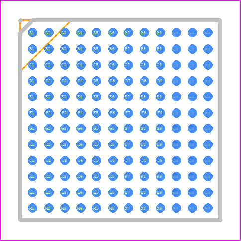 PI7C9X3G606GP - Diodes Incorporated PCB footprint - BGA - BGA - 10mm x 10mm FC-LFBGA (144 Pin) package