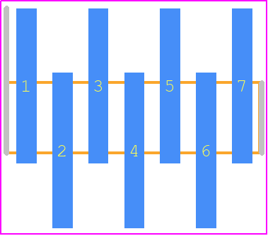 FTR-107-52-T-S - SAMTEC PCB footprint - Header, Unshrouded - Single Row Staggered SMD Pin - Header, Unshrouded - Single Row Staggered SMD Pin - FTR-107-52-T-S