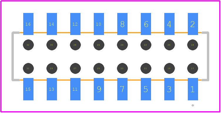 BF100-16-A-D-0-0640-L-C - GCT (GLOBAL CONNECTOR TECHNOLOGY) PCB footprint - Other - Other - BF100-16-A-D-0-0640-L-C-1