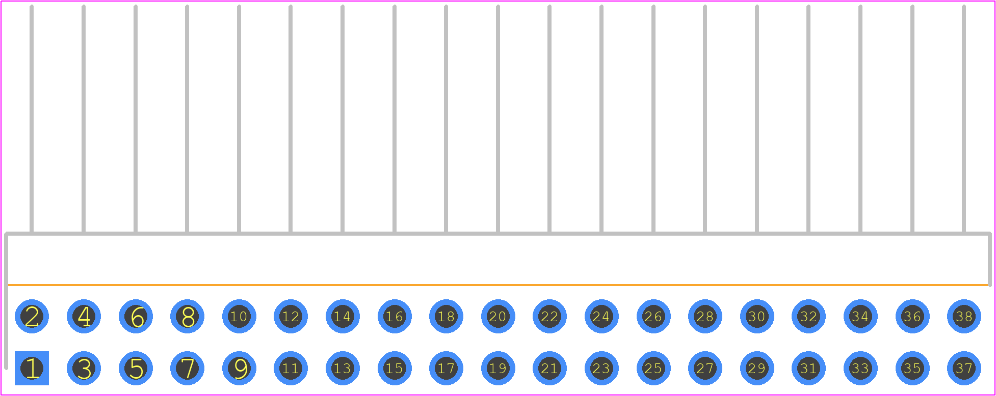 MTSW-119-10-G-D-440-RA - SAMTEC PCB footprint - Header, Unshrouded - Right Angle PTH Pin - Header, Unshrouded - Right Angle PTH Pin - MTSW-119-10-G-D-440-RA