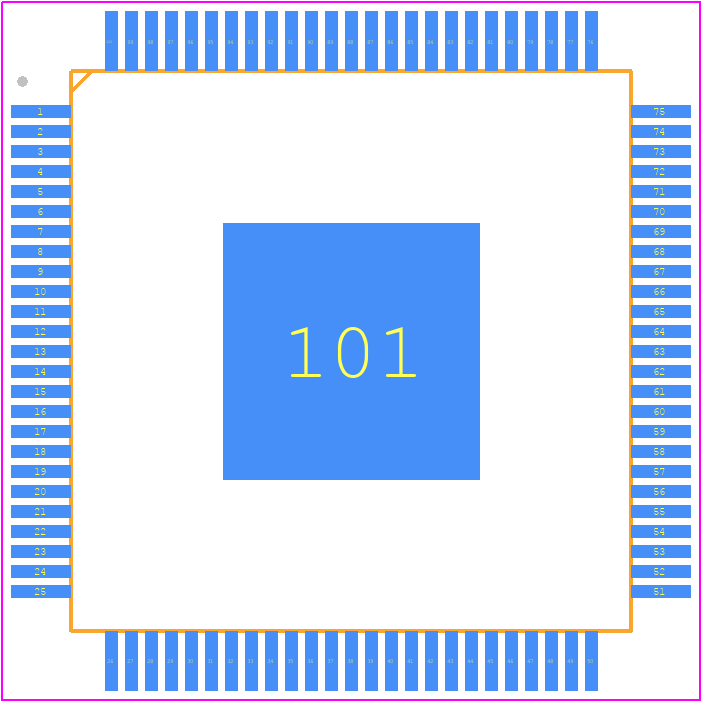 PIC32CK1025GC01100-I/4SB - Microchip PCB footprint - Quad Flat Packages - Quad Flat Packages - 100-Lead Plastic Thin Quad Flat Pack (4SB) - 14x14x1.0 mm Body [TQFP] With 6.3 mm Grooved Exposed Pad