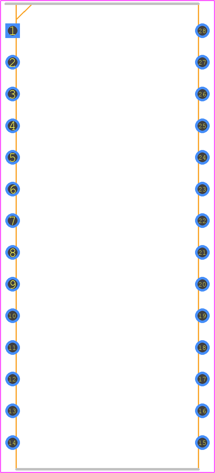 UM6264-12 - UNICORN MICROELECTRONICS CORP PCB footprint - Dual-In-Line Packages - Dual-In-Line Packages - 28 L DIP_2024