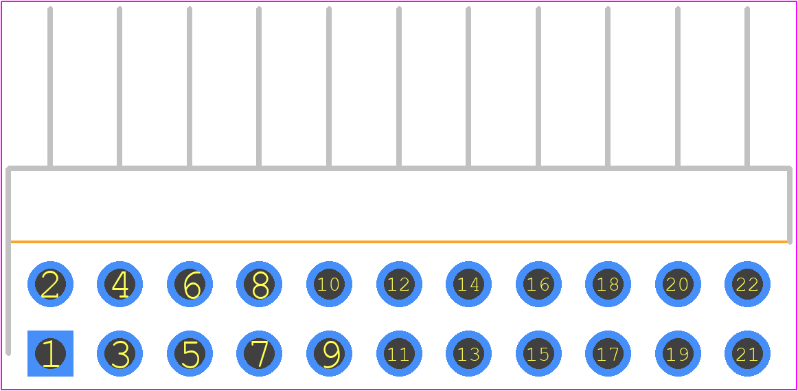 PBC11DBAN - Sullins PCB footprint - Header, Unshrouded - Right Angle PTH Pin - Header, Unshrouded - Right Angle PTH Pin - PBC11DBAN_2024