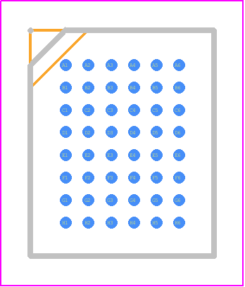 W29N01HZDANF - Winbond PCB footprint - BGA - BGA - Fine-Pitch Ball Grid Array 48-ball