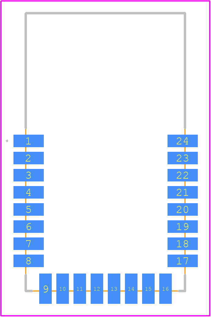 DWM3000SB - Qorvo PCB footprint - Other - Other - 24 Pin 23 x 13 mm side castellated