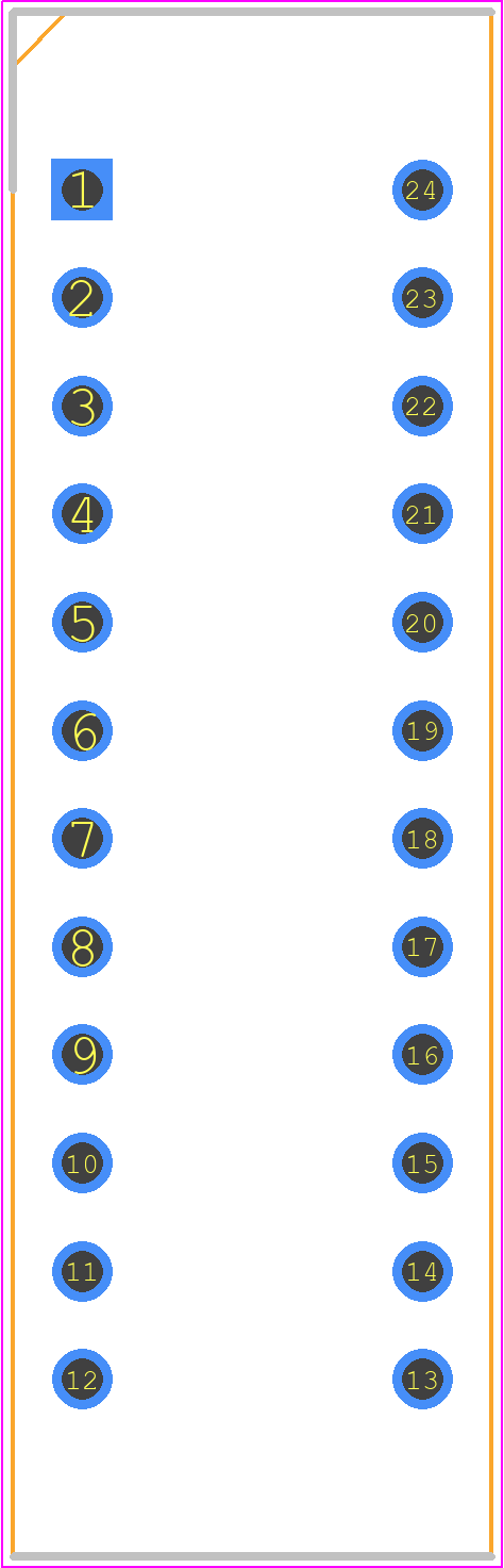 CC25-12YWA - Kingbright PCB footprint - Dual-In-Line Sockets - Dual-In-Line Sockets - 24-PIN DIP