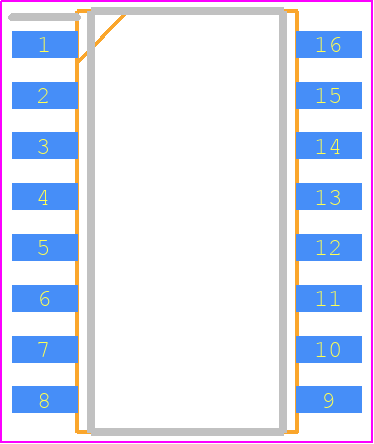 HA16108FP - HITACHI PCB footprint - Small Outline Packages - Small Outline Packages - FP-16DA