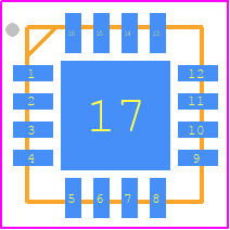 MAAM-011132-000000 - MACOM PCB footprint - Quad Flat No-Lead - Quad Flat No-Lead - Lead-Free 4 mm 16-Lead PQFN
