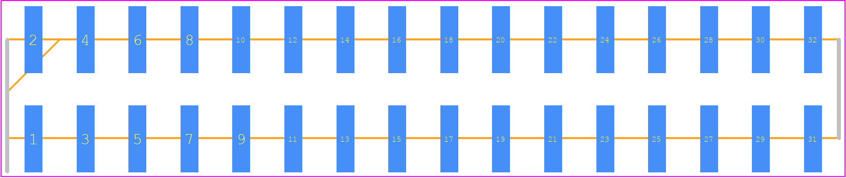 95278-802B32LF - Amphenol PCB footprint - Header, Unshrouded - Straight SMD Pin - Header, Unshrouded - Straight SMD Pin - 95278-802B32LF