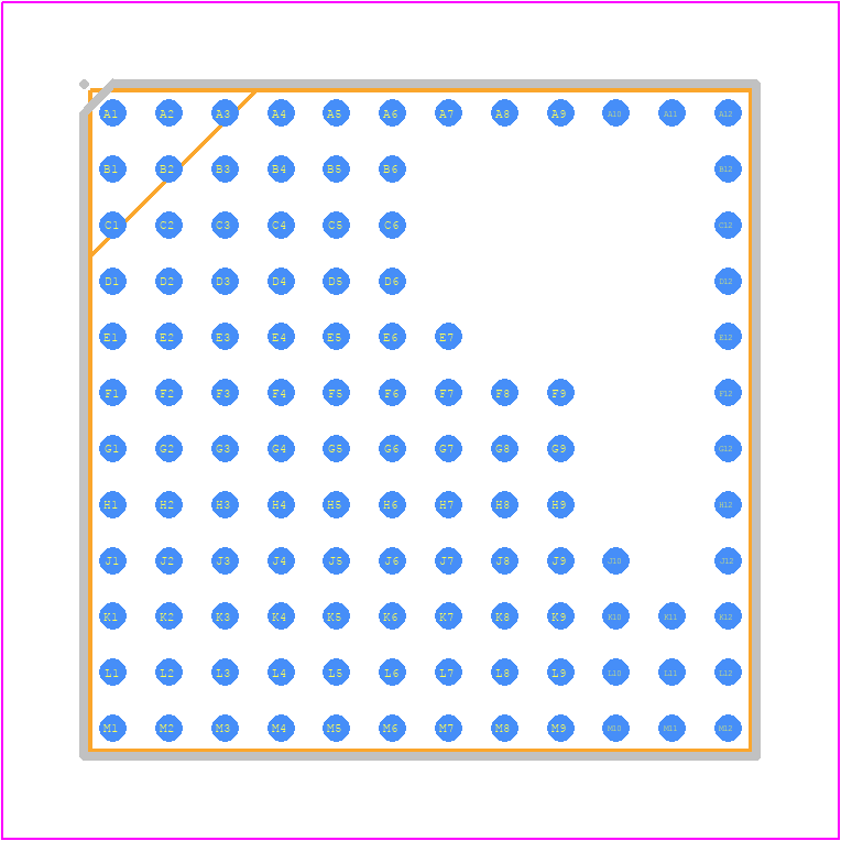 LTM4601HVEY#PBF - Analog Devices PCB footprint - BGA - BGA - BGA Package 118-Lead (15mm × 15mm × 3.42mm)