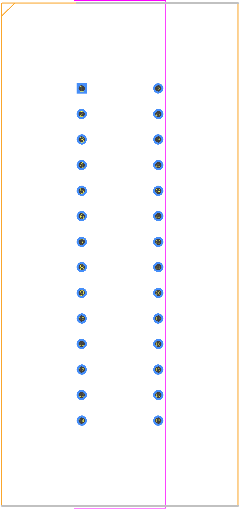 28-3554-10 - ARIES PCB footprint - Dual-In-Line Packages - Dual-In-Line Packages - Sockets DIP TEST SCKT TIN 28 PINS