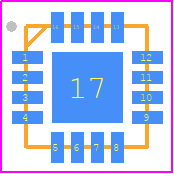 GRF5521 - Guerrilla RF PCB footprint - Quad Flat No-Lead - Quad Flat No-Lead - QFN 16 3x3mm Package Dimensions..