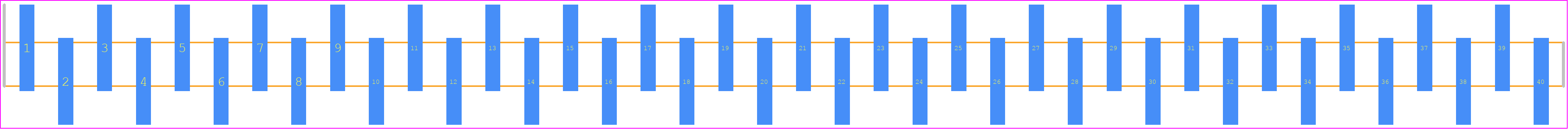 PH1-40-UA-SMT-A - Adam Tech PCB footprint - Header, Unshrouded - Single Row Staggered SMD Pin - Header, Unshrouded - Single Row Staggered SMD Pin - PH1-40-UA-SMT-A