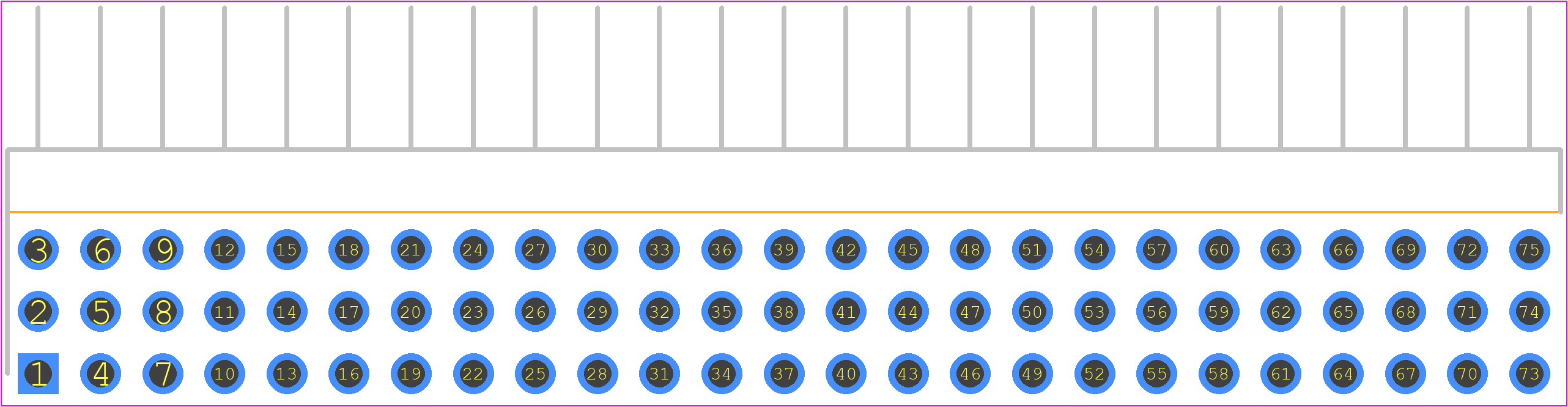 TSW-125-08-F-T-RA - SAMTEC PCB footprint - Header, Unshrouded - Right Angle PTH Pin - Header, Unshrouded - Right Angle PTH Pin - TSW-125-08-F-T-RA