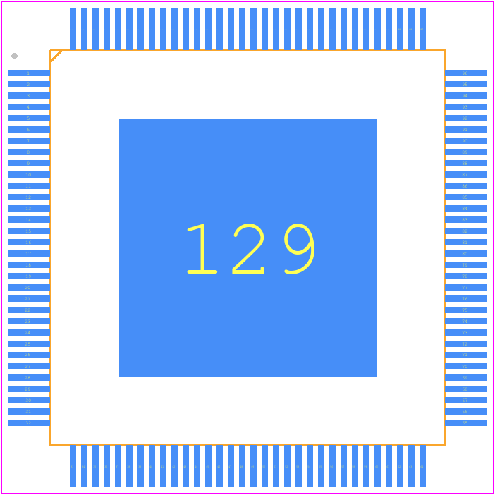 LAN8814/ZMX - Microchip PCB footprint - Quad Flat Packages - Quad Flat Packages - 128-TQFP