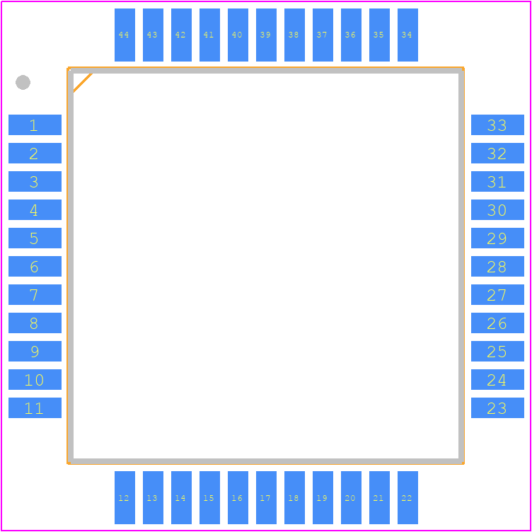 STV8438CV - STMicroelectronics PCB footprint - Quad Flat Packages - Quad Flat Packages - 44 PINS - PLASTIC QUAD FLAT PACK