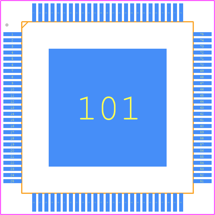 PIC32CZ4010CA80100-I/7YX - Microchip PCB footprint - Quad Flat Packages - Quad Flat Packages - 100-Lead Plastic Thin Quad Flat Pack (7YX) - 14x14x1.0 mm Body [TQFP] With 9.50 mm Exposed Pad
