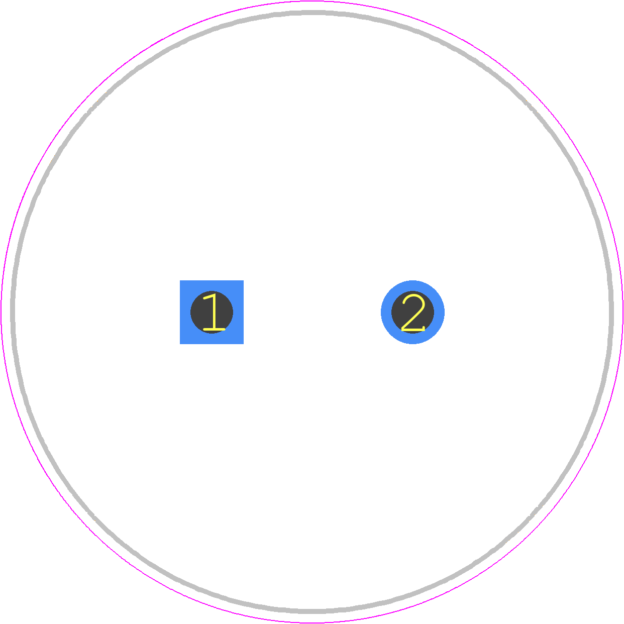 109LBB050M2DE - Knowles PCB footprint - Capacitor, Polarized Radial Diameter - Capacitor, Polarized Radial Diameter - 30*35