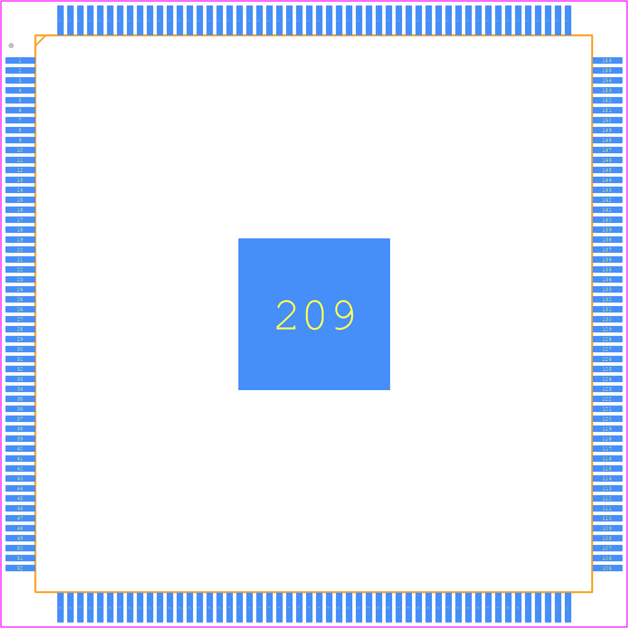 ZR36966ELCG-D - ZORAN CORP PCB footprint - Quad Flat Packages - Quad Flat Packages - QFP-208