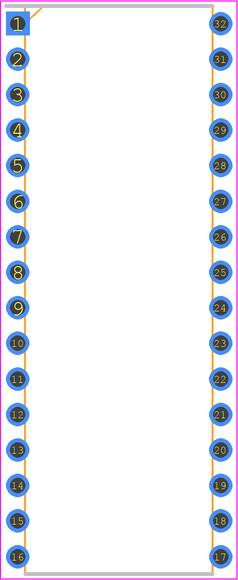 ST7263BK2B1/GEN - STMicroelectronics PCB footprint - Dual-In-Line Packages - Dual-In-Line Packages - 32-pin plastic dual in-line package, shrink 400-mil width,