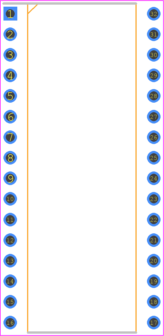 ST72254G2B6/GEN - STMicroelectronics PCB footprint - Dual-In-Line Packages - Dual-In-Line Packages - 32-Pin Shrink Plastic Dual In Line