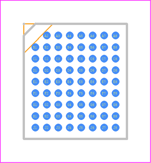 UT54LVDS454-CFA - Frontgrade PCB footprint - BGA - BGA - 71-Pin Ceramic Ball Grid Array (C-BGA)