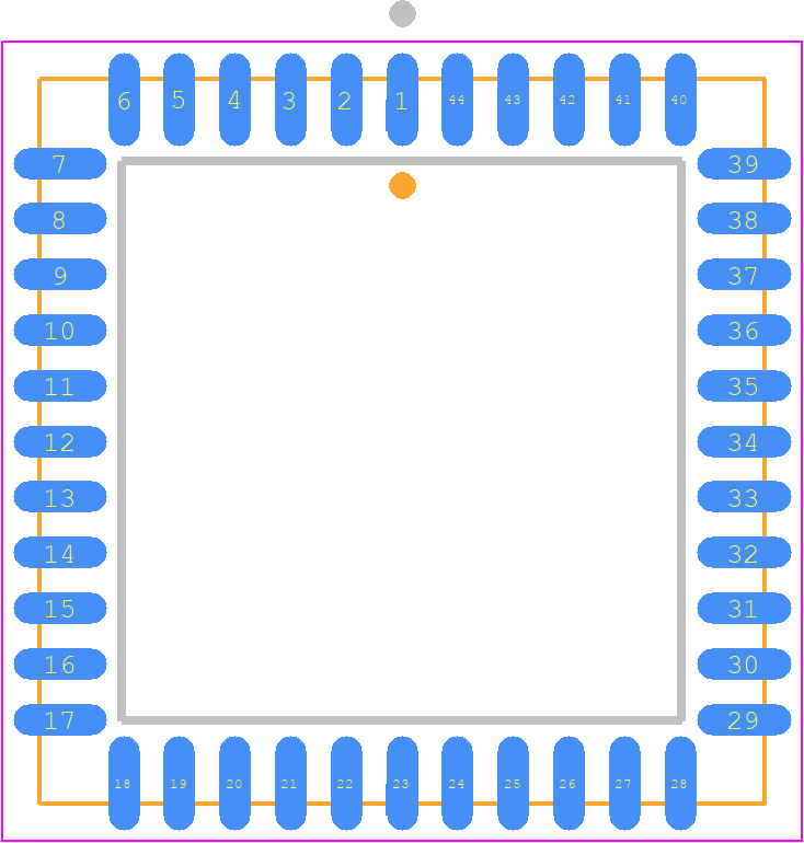 AT89C51RE2-SLSUM - Microchip PCB footprint - Plastic Leaded Chip Carrier - Plastic Leaded Chip Carrier - PLCC44