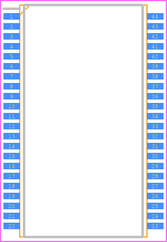 HM628100LTTI-5SL - Renesas Electronics PCB footprint - Small Outline Packages - Small Outline Packages - 400-mil 44pin plastic TSOP II (normal-bend type) (TTP-44DE)